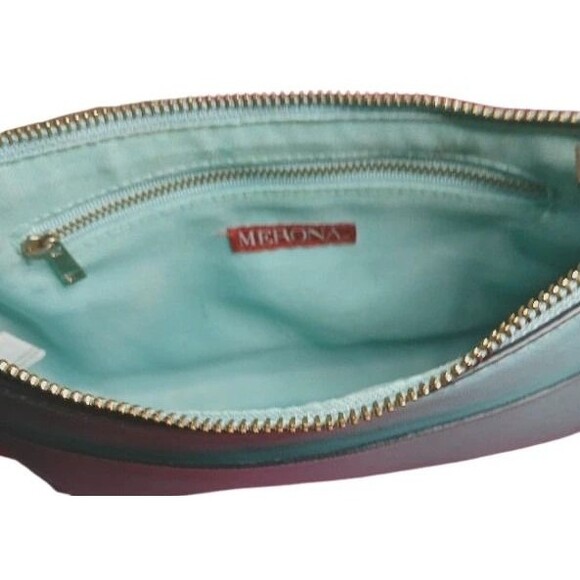 Merona Womens Faux Leather Compact Crossbody Bag Turquoise Strap Gold Hardware - Picture 4 of 11